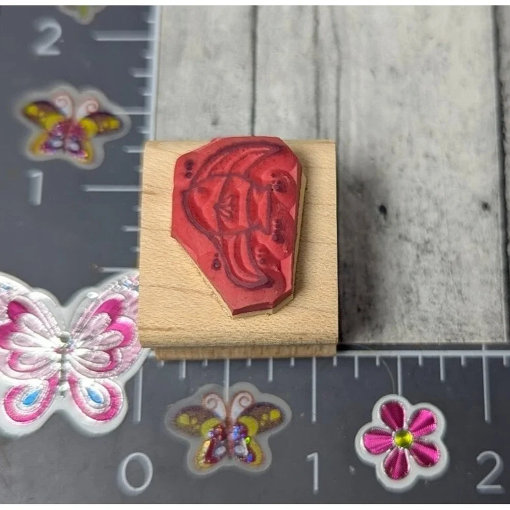 Dots Small Angel Fish B244 Rubber Stamp Wood #K119